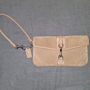 Y2k Coach Tan Suede Wristlet